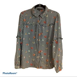 Zac and Rachel black and white blouse size large